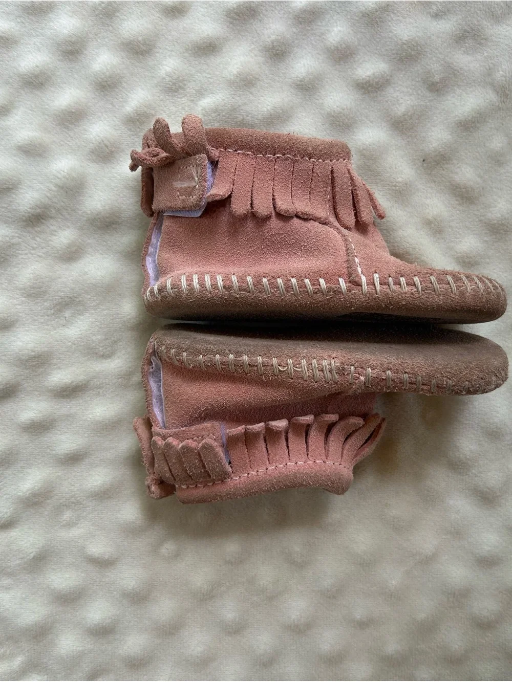 Minnetonka Rose Pink Baby Fringe Moccasin Booties Infant 3